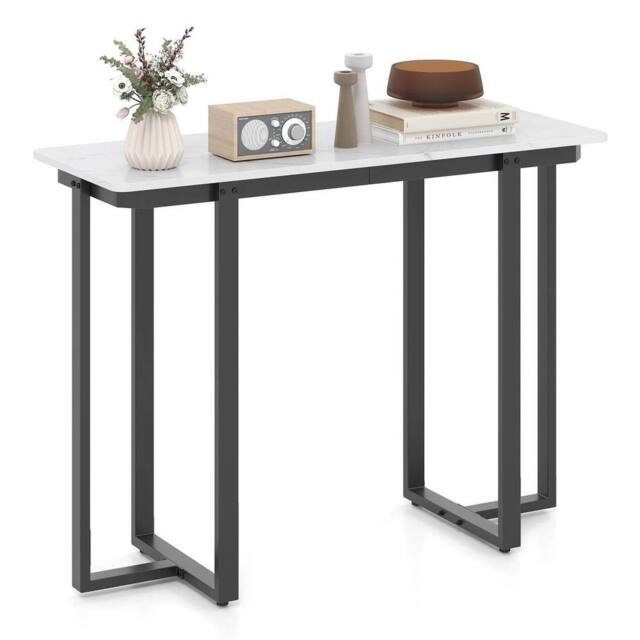 VOGREX White Black Modern Faux Marble Entryway Console Table - image 1