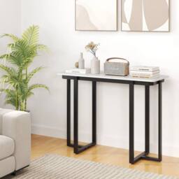 VOGREX White Black Modern Faux Marble Entryway Console Table - thumbnail 3