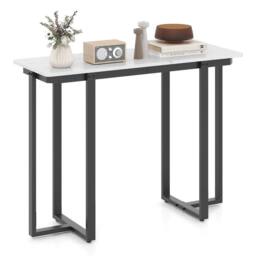 VOGREX White Black Modern Faux Marble Entryway Console Table - thumbnail 1