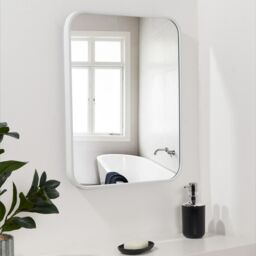 OHS Bathroom Mirror Metal Framed Vanity Wall Mounted Home Décor in White - thumbnail 2