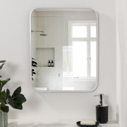 OHS Bathroom Mirror Metal Framed Vanity Wall Mounted Home Décor in White - thumbnail 1