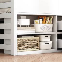 Merax 3ft Single Wood Mid Sleeper Bed with Storage Drawers & Shelves in White - thumbnail 4