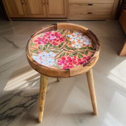 Hartsmede Handmade Side Table Solid Mango Wood Detachable Legs Mosaic in Light Red - thumbnail 5