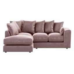 Furnishings For Less UK Brooklyn Plush Velvet 3 to 4 Seater L Shaped Corner Sofa Left Hand Facing in Pink - thumbnail 2