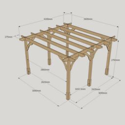 Rutland County Garden Furniture Ltd Premium Pergola 6 Posts - Wood - L360 x W420 x H270 cm - Light Green - thumbnail 6