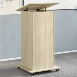Berkfield Home Lectern with Wheels & Drawer Sonoma Oak 55x55x107 cm Engineered Wood in Light Tan - Size: 55 x 55 x 107 cm - thumbnail 2