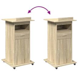 Berkfield Home Lectern with Wheels & Drawer Sonoma Oak 55x55x107 cm Engineered Wood in Light Tan - Size: 55 x 55 x 107 cm - thumbnail 7