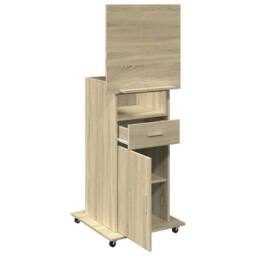 Berkfield Home Lectern with Wheels & Drawer Sonoma Oak 55x55x107 cm Engineered Wood in Light Tan - Size: 55 x 55 x 107 cm - thumbnail 8