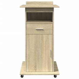 Berkfield Home Lectern with Wheels & Drawer Sonoma Oak 55x55x107 cm Engineered Wood in Light Tan - Size: 55 x 55 x 107 cm - thumbnail 4