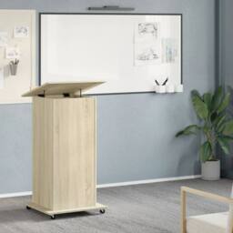 Berkfield Home Lectern with Wheels & Drawer Sonoma Oak 55x55x107 cm Engineered Wood in Light Tan - Size: 55 x 55 x 107 cm - thumbnail 1