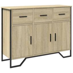 Berkfield Home Sideboard Sonoma Oak 97x32.5x74.5 cm Engineered Wood in Light Tan - thumbnail 2