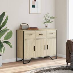 Berkfield Home Sideboard Sonoma Oak 97x32.5x74.5 cm Engineered Wood in Light Tan - thumbnail 3
