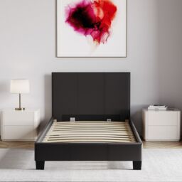 Home Discount Vida Designs Lisbon Single Faux Leather Bed Frame UKFR Fabric Storage in Black - thumbnail 9