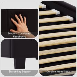 Home Discount Vida Designs Lisbon Single Faux Leather Bed Frame UKFR Fabric Storage in Black - thumbnail 3