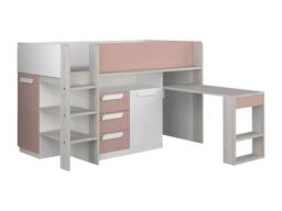 Vente-unique Cabin Bed With Desk & Storage - 90 X 200 Cm - Pink, Natural and in Pink - Size: Single - thumbnail 6