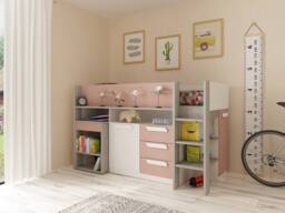 Vente-unique Cabin Bed With Desk & Storage - 90 X 200 Cm - Pink, Natural and in Pink - Size: Single - thumbnail 5