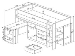Vente-unique Cabin Bed With Desk & Storage - 90 X 200 Cm - Pink, Natural and in Pink - Size: Single - thumbnail 9