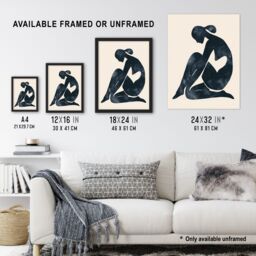 "Artery8 Woman Abstract Minimalism Figure Female Painting Framed Wall Art in Black - Size: W12"" x H16""" - thumbnail 3