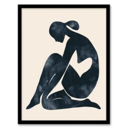 "Artery8 Woman Abstract Minimalism Figure Female Painting Framed Wall Art in Black - Size: W12"" x H16""" - thumbnail 1