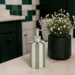 Showerdrape Pier Green & White Striped 3 Piece Bathroom Accessory Set - thumbnail 3