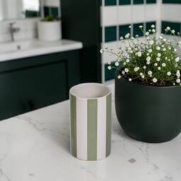 Showerdrape Pier Green & White Striped 3 Piece Bathroom Accessory Set - thumbnail 4