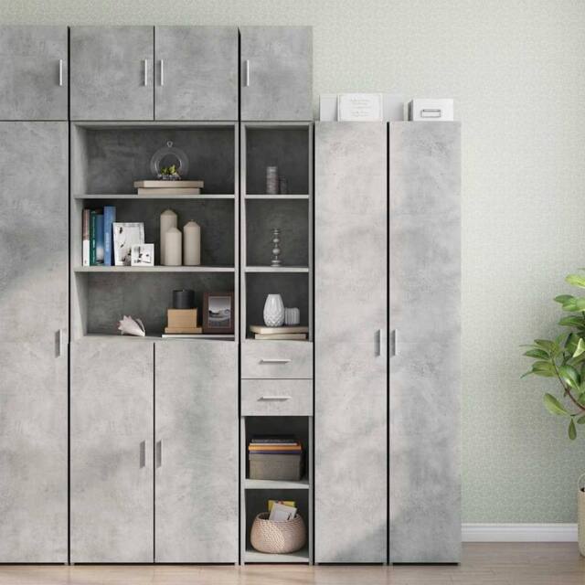 Berkfield Home Slim Storage Cabinet Concrete Grey 30x42.5x225 cm Engineered Wood - image 1
