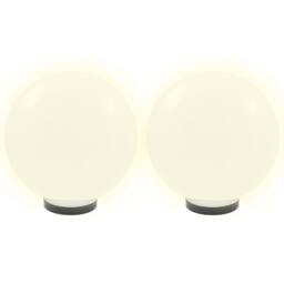 Berkfield Home LED Bowl Lamps 2 pcs Spherical 30 cm PMMA in White - thumbnail 1