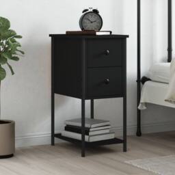 Berkfield Home Durable Bedside Cabinet Black 32x42x70 cm Engineered Wood - Size: 32 x 42 x 70 cm - thumbnail 2