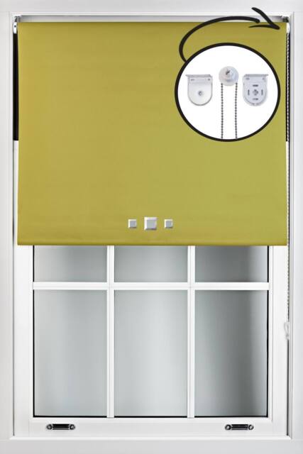 Furnished Green Blackout Roller Blinds with Triple Square Eyelets & Metal Fittings - Size: 45 cm width x 165 cm drop - image 1