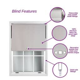 Furnished Green Blackout Roller Blinds with Triple Square Eyelets & Metal Fittings - Size: 45 cm width x 165 cm drop - thumbnail 2