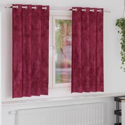 Berkfield Home Velvet Curtains 2 pcs with Eyelets Wine Red 175x140 cm - thumbnail 2