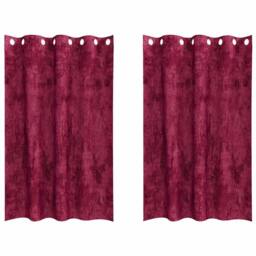 Berkfield Home Velvet Curtains 2 pcs with Eyelets Wine Red 175x140 cm - thumbnail 3