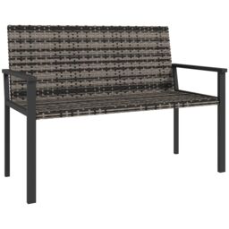 OUTSUNNY Rattan Garden Bench Loveseat with Quick-Drying Padding in Grey - Size: 2 Seater - thumbnail 2