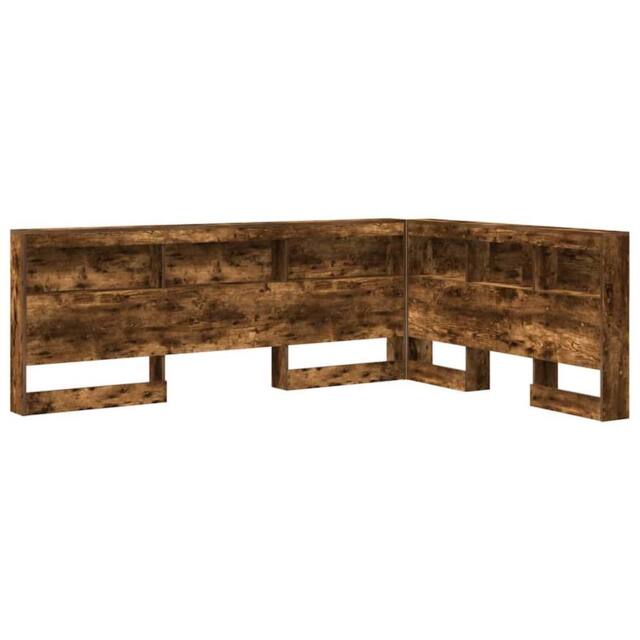 Berkfield Home Storage Headboard with Shelf Smoked oak 140 cm Engineered wood in Brown - image 1