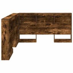 Berkfield Home Storage Headboard with Shelf Smoked oak 140 cm Engineered wood in Brown - thumbnail 7