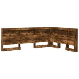 Berkfield Home Storage Headboard with Shelf Smoked oak 140 cm Engineered wood in Brown - thumbnail 1