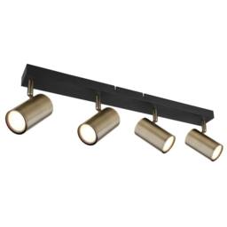Netlighting Robby Ceiling Spotlight Bar Matt Black Gold 4x GU10 - thumbnail 1