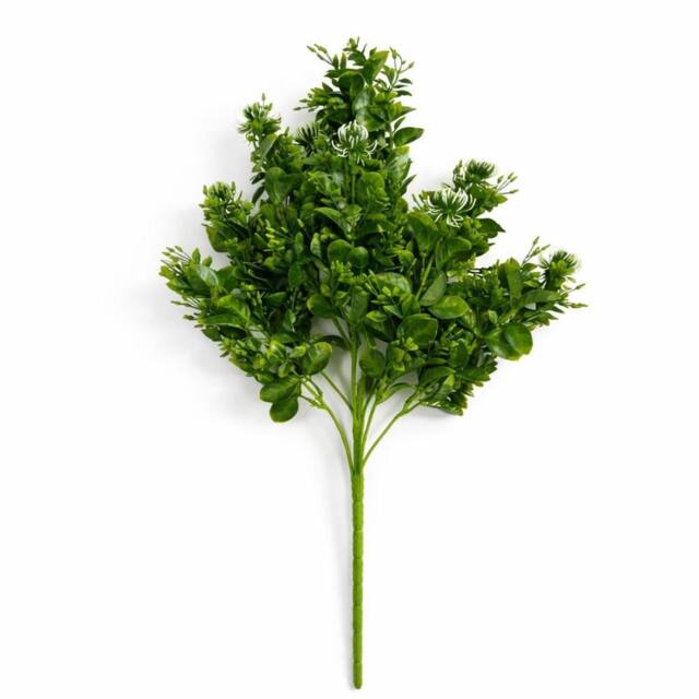 Leaf 75cm Artificial Boxwood Budding Foliage Bush Stem in Green - image 1