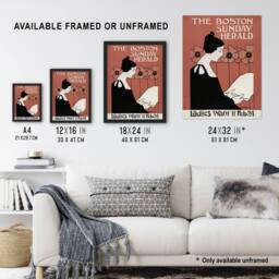 Artery8 Herald Cover Poppies Nouveau Vintage Framed Wall Art Print Ethel Reed in Red - Size: A4 - thumbnail 3