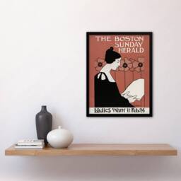 Artery8 Herald Cover Poppies Nouveau Vintage Framed Wall Art Print Ethel Reed in Red - Size: A4 - thumbnail 4