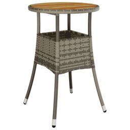 Berkfield Home Garden Table Ã˜60x75 cm Acacia Wood & Poly Rattan Grey - Size: 60x75 cm - thumbnail 2