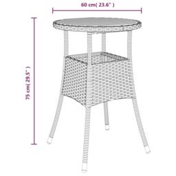 Berkfield Home Garden Table Ã˜60x75 cm Acacia Wood & Poly Rattan Grey - Size: 60x75 cm - thumbnail 6