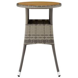 Berkfield Home Garden Table Ã˜60x75 cm Acacia Wood & Poly Rattan Grey - Size: 60x75 cm - thumbnail 3