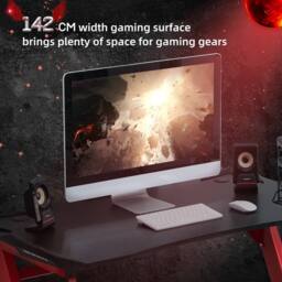 HOMCOM Gaming Desk with Gamepad Holder Cup Holder Headphone Hook in Black - thumbnail 4
