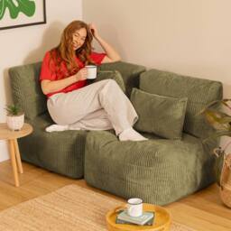 icon 2pcs Noa Bean Bag, 1x Corner, 1x Recliner, Jumbo Cord in Green - thumbnail 5