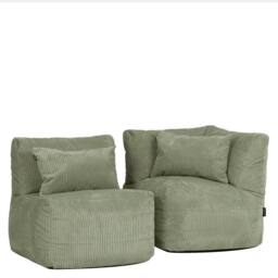 icon 2pcs Noa Bean Bag, 1x Corner, 1x Recliner, Jumbo Cord in Green - thumbnail 3