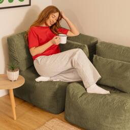 icon 2pcs Noa Bean Bag, 1x Corner, 1x Recliner, Jumbo Cord in Green - thumbnail 2