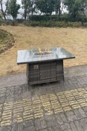 Fimous PE Rattan Gas Fire Pit Oblong Table Gas Heater Dining Table & Chair Set 4 Seater in Dark Grey - thumbnail 4