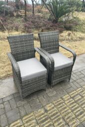 Fimous PE Rattan Gas Fire Pit Oblong Table Gas Heater Dining Table & Chair Set 4 Seater in Dark Grey - thumbnail 5