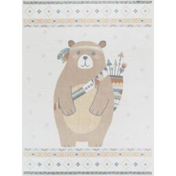Livabliss Lilian - Kids Beige Brown Blue Orange Washable Rug for Children's Rooms - Size: 80 cm x 150 cm - thumbnail 2